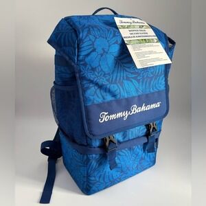 Tommy Bahama Backpack Cooler Blue Tropical Insulated 28 Can Capacity NEW